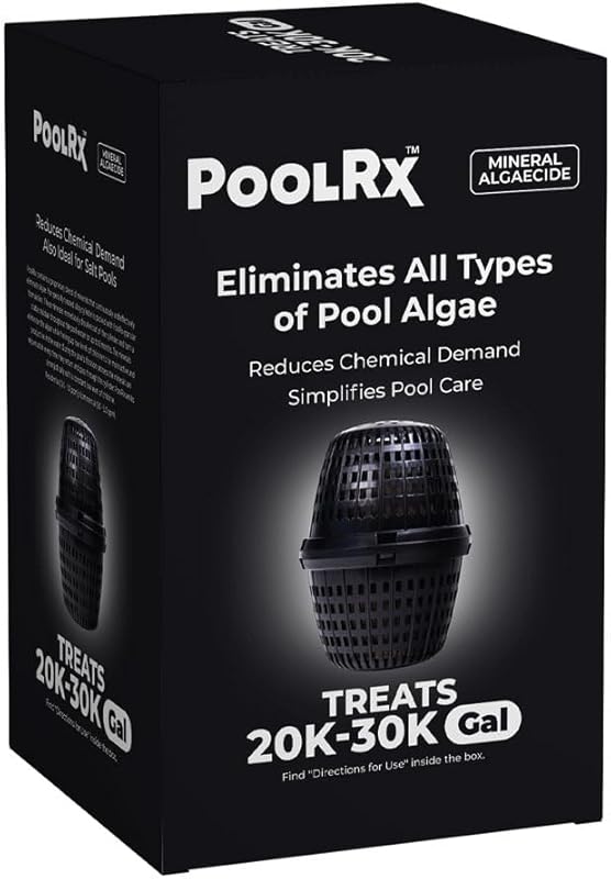 PoolRx #101066 6-Month Algaecide Pool Unit Treats 20k-30k Gallons Blac