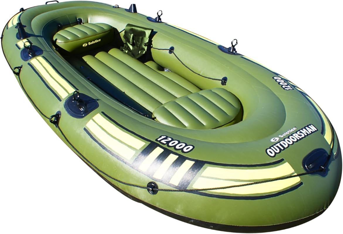 SOLSTICE 6-Person 12' Green Inflatable Boat Raft with Swivel Oar Locks
