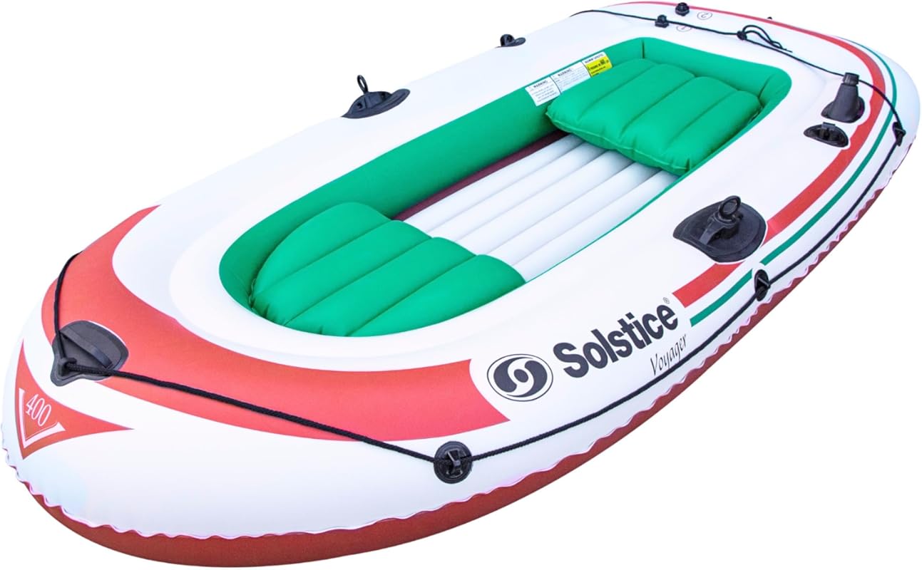 Solstice Voyager 4-Person Inflatable Fishing Boat: Dual Swivel Oar Loc