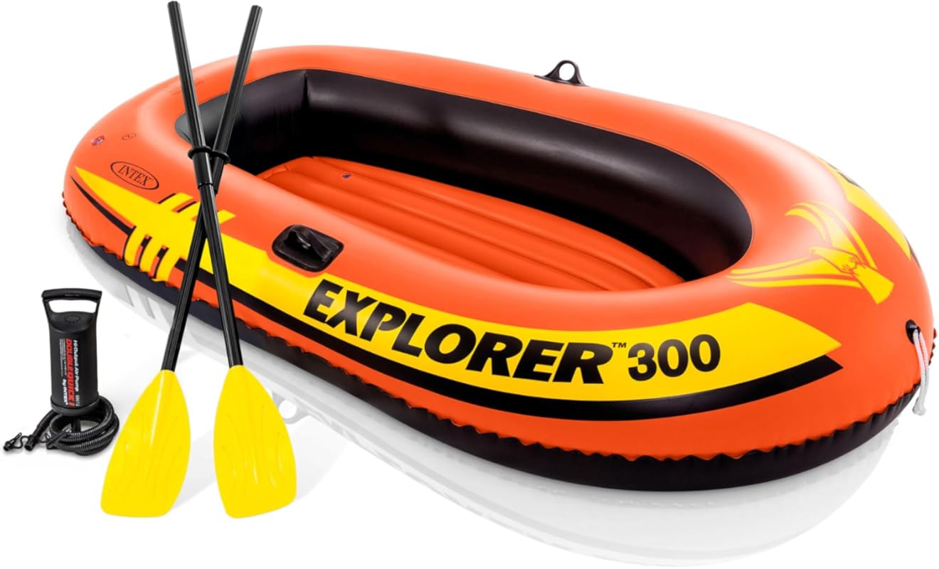 INTEX Explorer Inflatable Boat Series: Dual Air Chambers, Welded Oar L