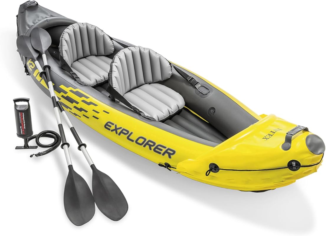 Intex 68307EP Explorer K2 Inflatable Kayak Set with Aluminum Oars, Pum