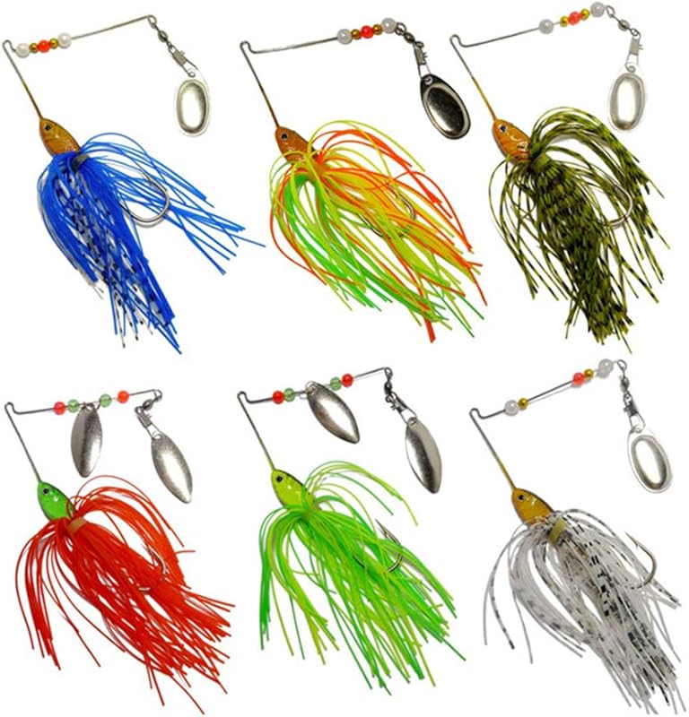 Premium 6 Pcs Hard Metal Spinnerbaits for Bass Trout Salmon Fishing Du