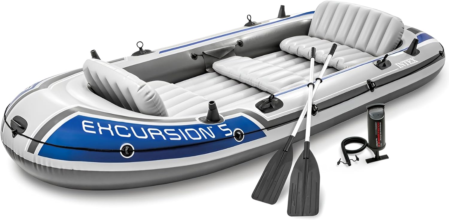 Intex Excursion 5-Person Inflatable Fishing Boat Raft with Oars 1300 L