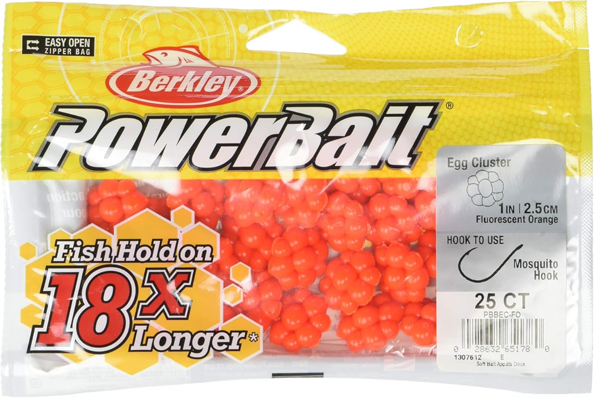 Berkley PowerBait Fluorescent Orange Trout Steelhead Egg Clusters Bait