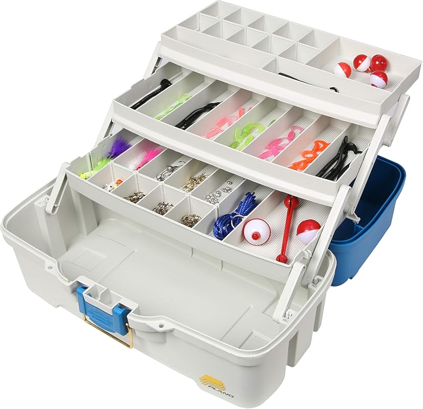 Plano Ready-Set-Fish 3-Tray Tackle Box with Included Tackle, Aqua Blue