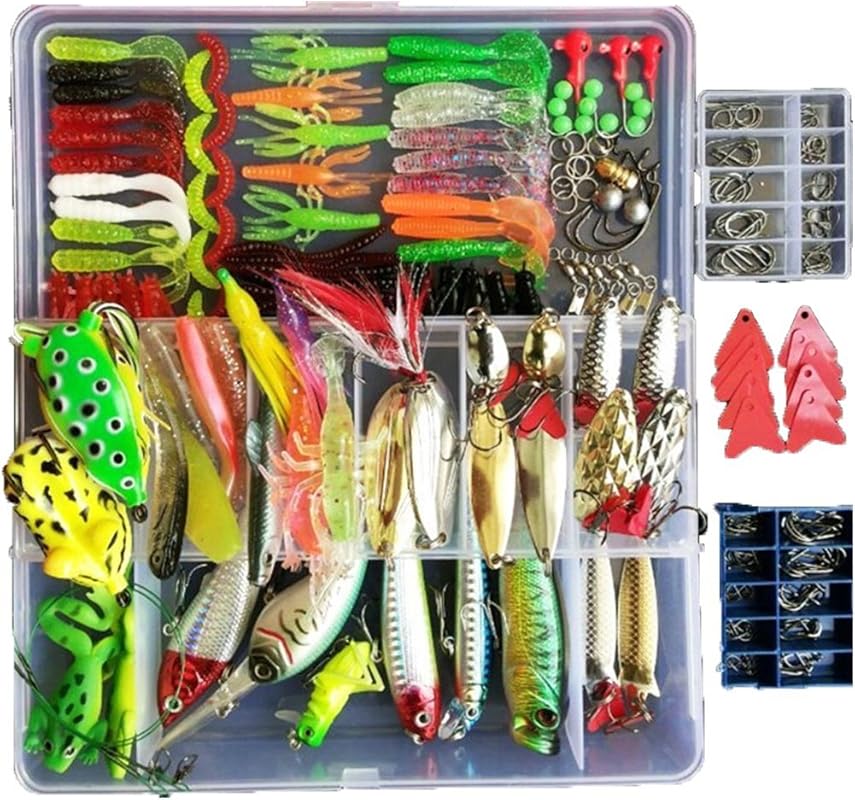Topconcpt 275-Piece Fishing Lure Kit with Frogs Spoons Grasshoppers fo