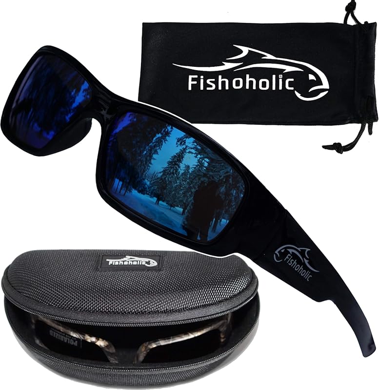 Fishoholic Polarized UV400 Fishing Sunglasses with Hard Case Pouch - P