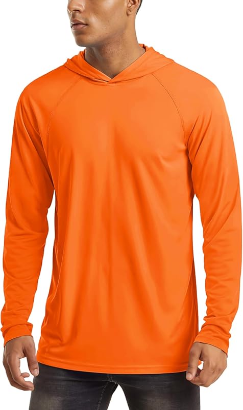 MAGCOMSEN Men's Hooded UPF 50+ Long Sleeve Fishing Shirt: Sun Protecti