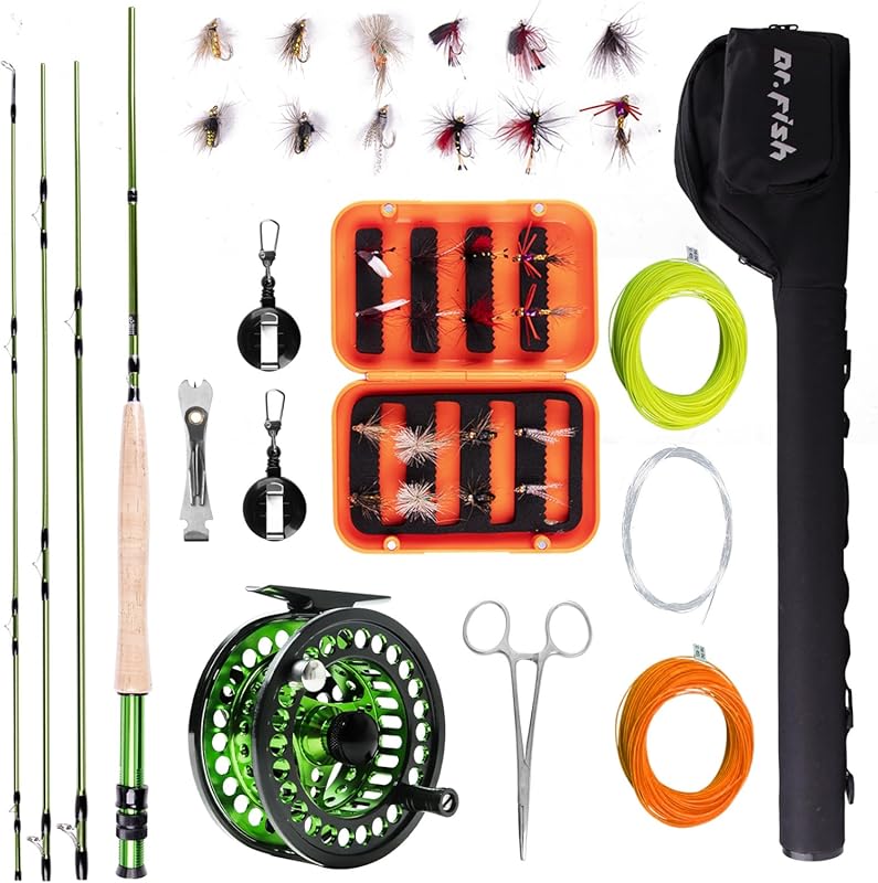Dr.Fish 9ft Fly Fishing Rod Reel Combo: 5/6wt Carbon Fiber Rod, CNC Al