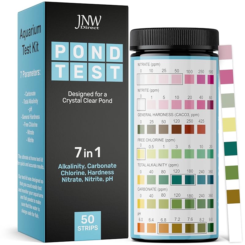 JNW Direct 7-in-1 Pond Water Test Strips Kit with eBook 50 Accurate St