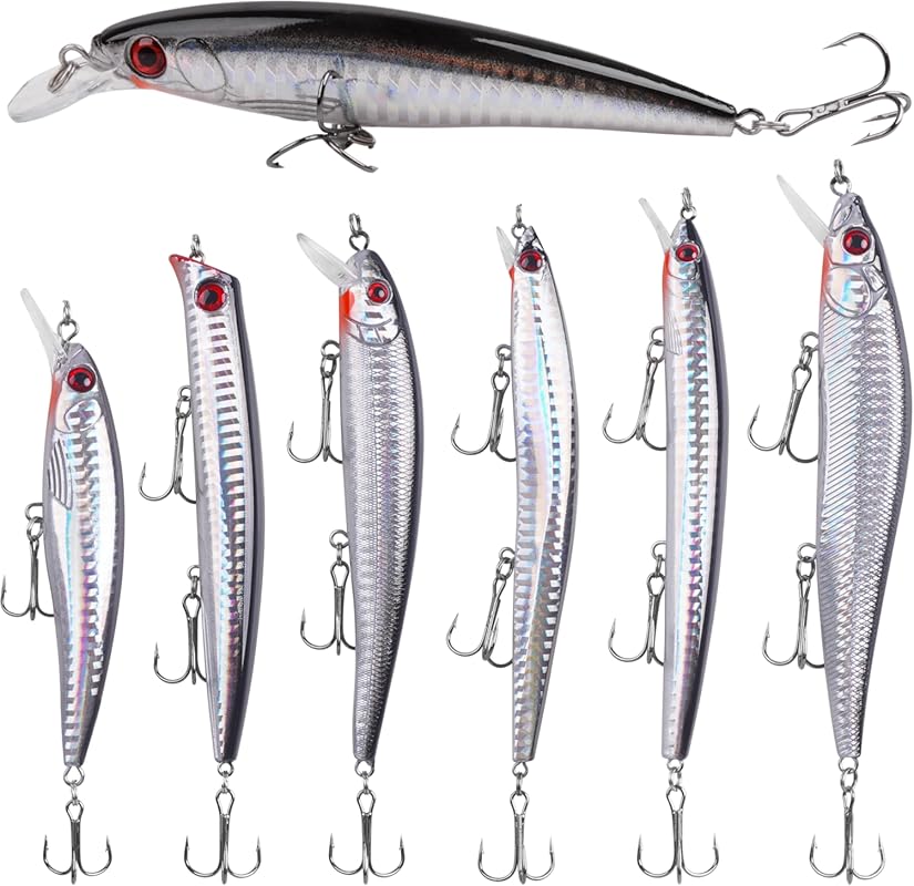 Saltwater Jerkbait Striped Bass Lures Kit Surf Fishing Deep Diving Str