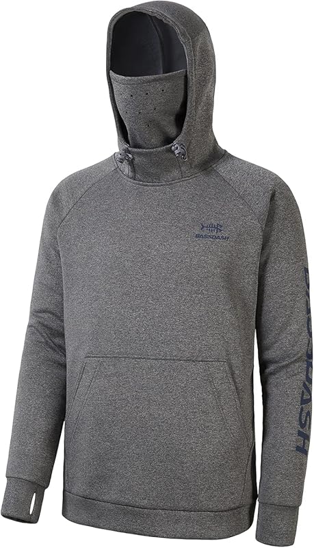BASSDASH Men's Fleece Fishing Hoodie with Neck Gaiter: Water-Resistant
