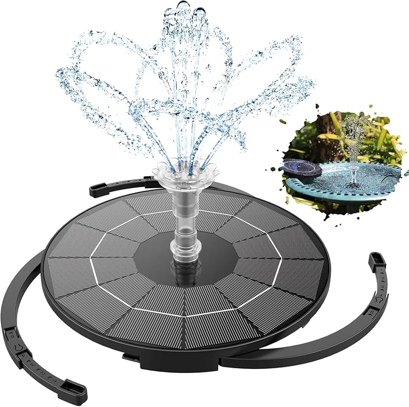 AISITIN 3.5W Solar Fountain Pump with Multiple Nozzles for Bird Bath, 