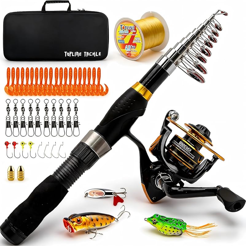 BalanZze Collapsible Telescopic Fishing Rod Spinning Reel Combo Portab