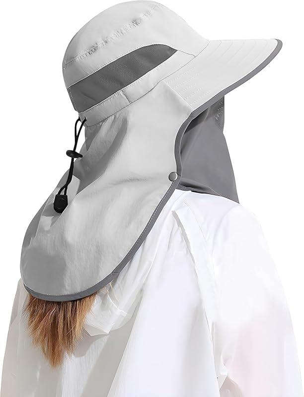 UPF 50+ Outdoor Fishing Sun Hat with Detachable Neck Face Flap UV Prot