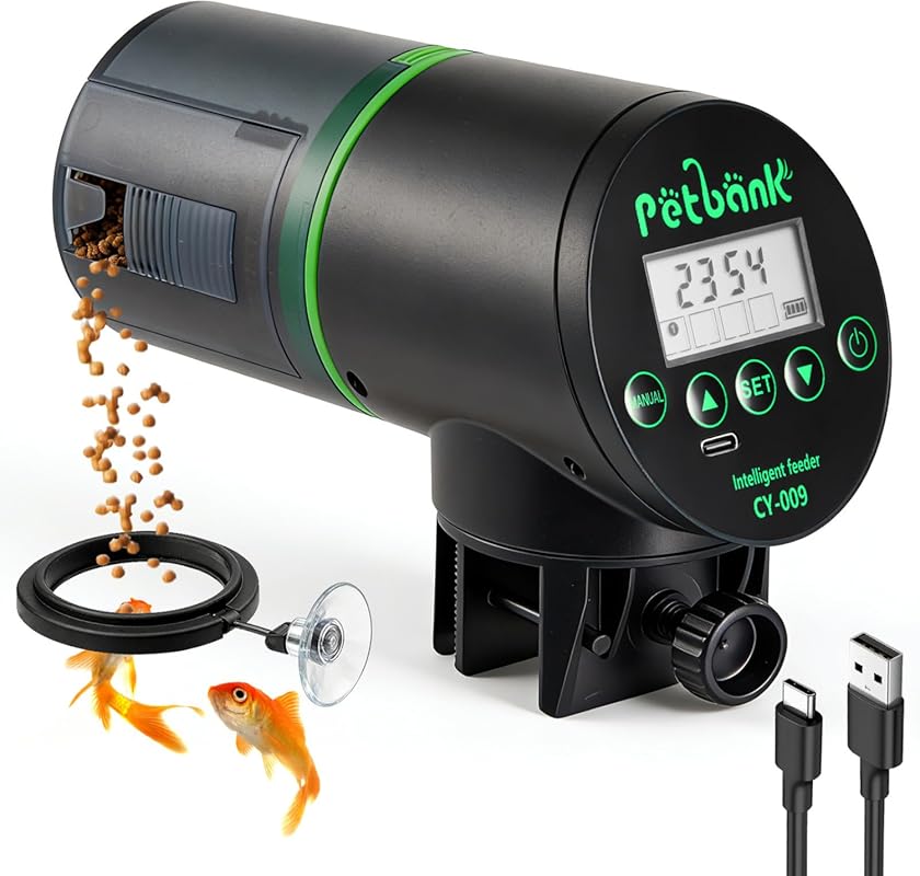 Rechargeable Automatic Fish Feeder with Timer USB Cable for Aquarium F