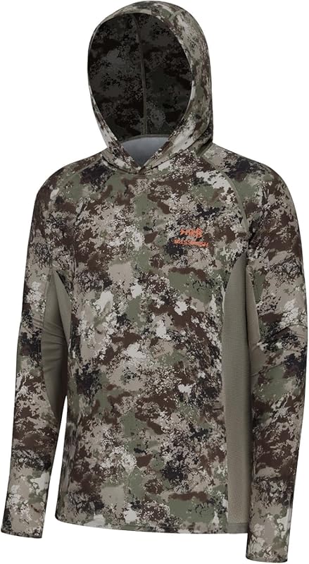 BASSDASH Men's UPF 50+ Camo Hoodie: Lightweight Quick-Dry Long Sleeve