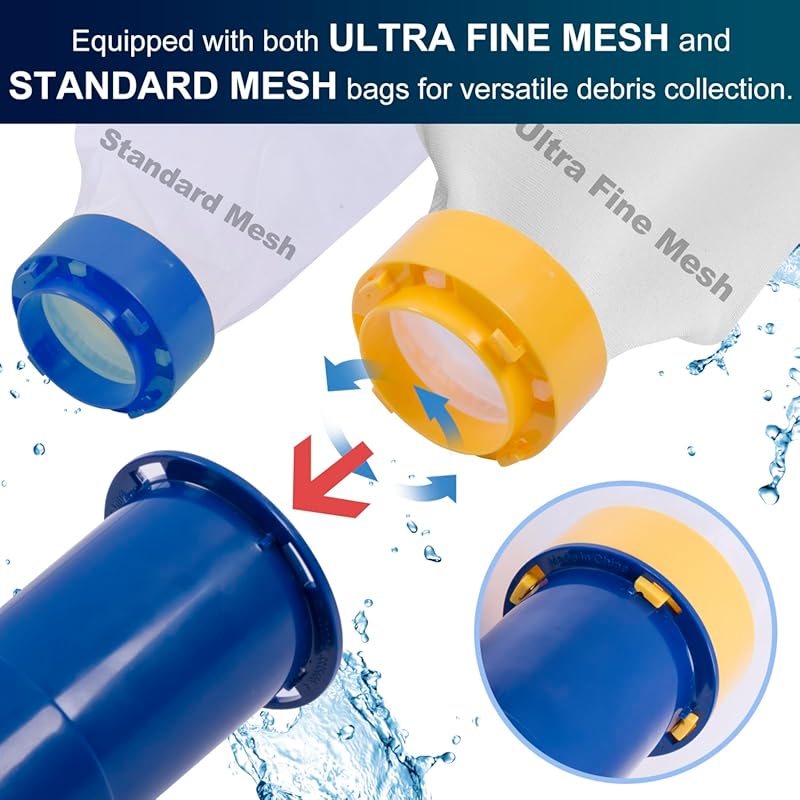 POOLAZA Manual Pool Vacuum with Fine Mesh Bag & 56