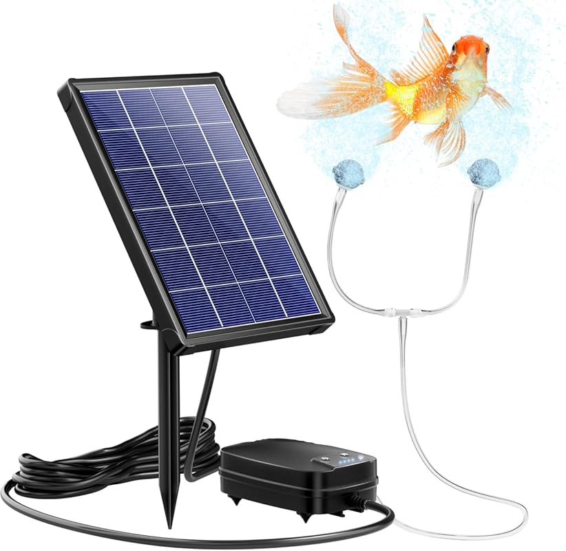 NFESOLAR 4W Solar Pond Aerator with 2200mAh Battery 3 Modes 2 Air Ston