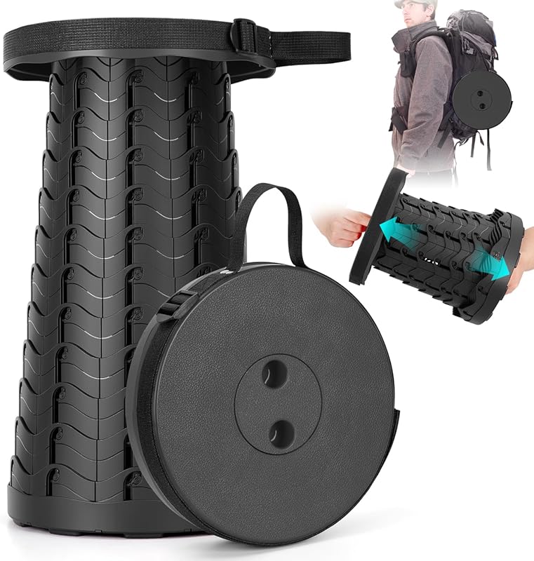 Qiguet Upgraded Collapsible Folding Stool Chair 400lbs Capacity, Porta