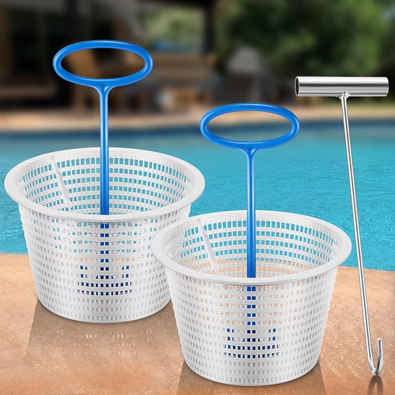 Saillong 2-Pack 8-Inch White Pool Skimmer Baskets for Inground Pools w