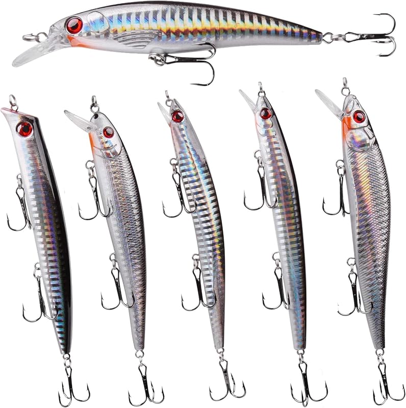 Jerbaits 6pcs Saltwater Striped Bass Hard Minnow Lures Kit Surf Jerkba