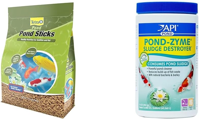TetraPond Pond Sticks Goldfish Koi Fish Food and API Bacteria Barley P