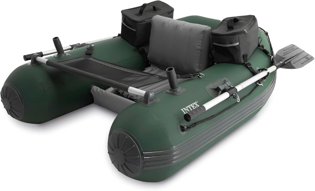 INTEX Big Catch Pro Inflatable Fishing Float Tube with Oars Pump Rod H