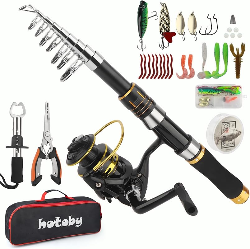 6.89ft Carbon Fiber Telescopic Fishing Rod Spinning Reel Combo Kit wit