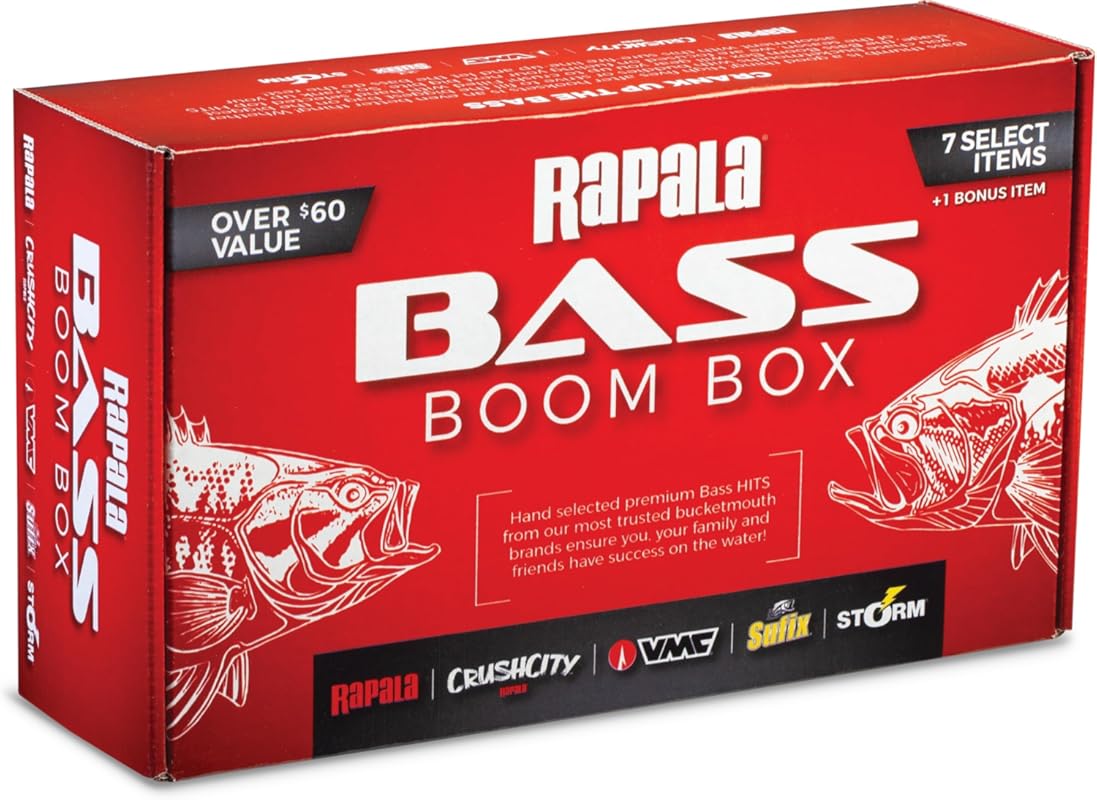 Rapala Bass Boom Box Fishing Kit with 7 Curated Lures Bonus Item Top B
