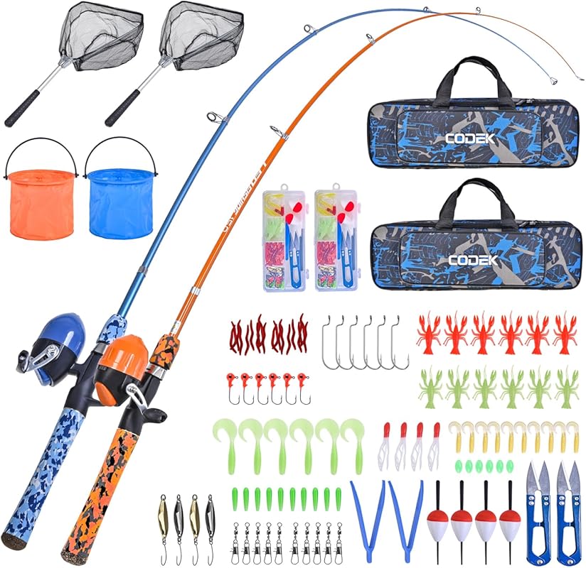 CODEK 2-Pack Kids Telescopic Fishing Rod Reel Combo Starter Kits for T
