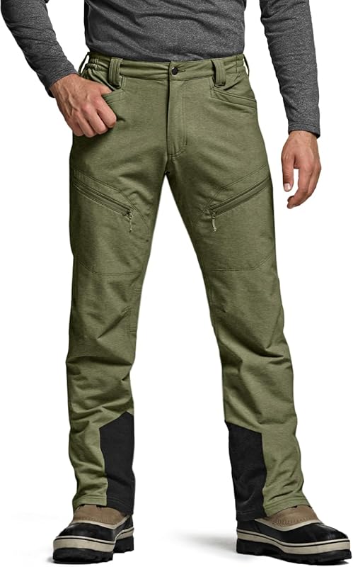 CQR Men's Water Resistant Insulated Softshell Snow Ski Hiking Pants fo