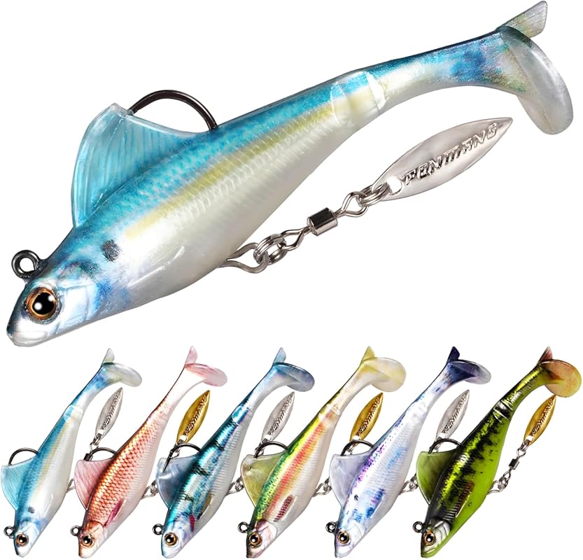 FONMANG 2.5/3.5-Inch Pre-Rigged Paddle Tail Swimbaits for Bass Walleye