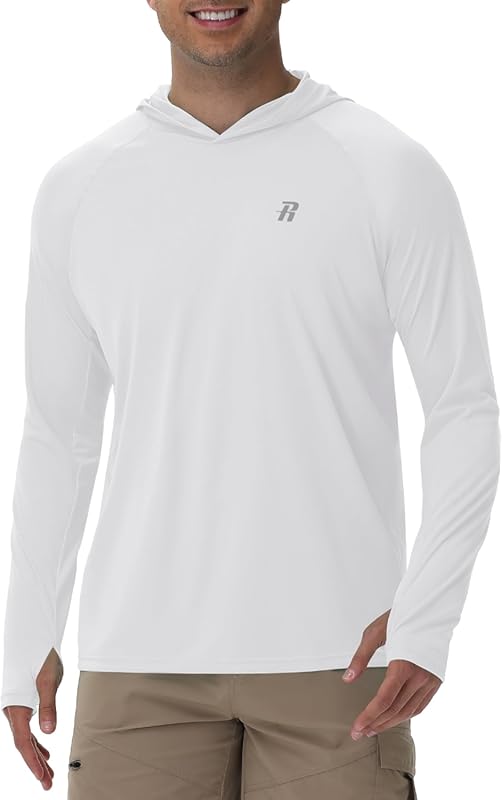 Runhit Men's UPF 50+ Long Sleeve Fishing Shirt Sun Protection Hoodie L