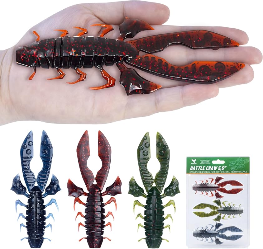 5.5-Inch Scented Crawfish Lures with Removable Rattles - Durable Heavy