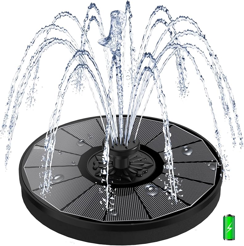 Yzert 3.5W Glass Solar Fountain with 2000mAh Battery, 7 Nozzles for Bi