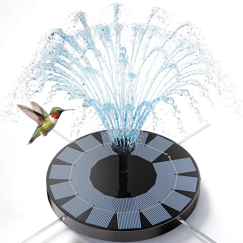 AISITIN 2.5W Solar Fountain Pump with 6 Nozzles, 4 Supports, 6.7