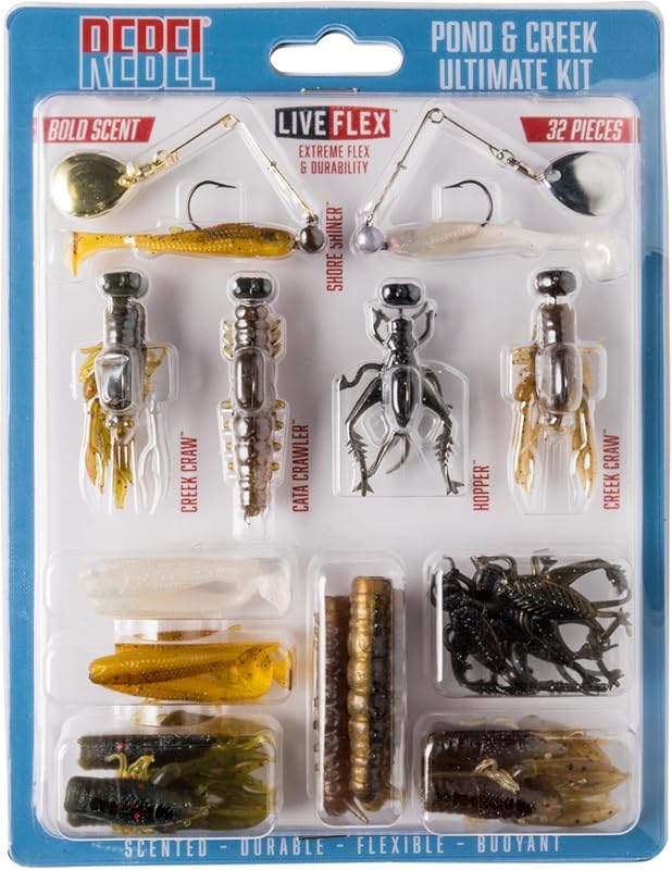 Rebel Ultimate Pond Creek Kit with Live Flex Soft Plastics for Small W