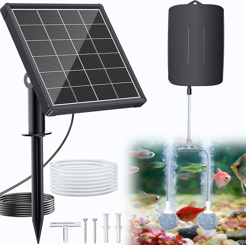POPOSOAP P9135 3W Solar Pond Aerator with Battery Backup 3 Modes Low N