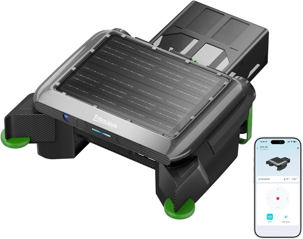 Solar Powered Robotic Pool Skimmer with App Control, 24/7 Cleaning, Du