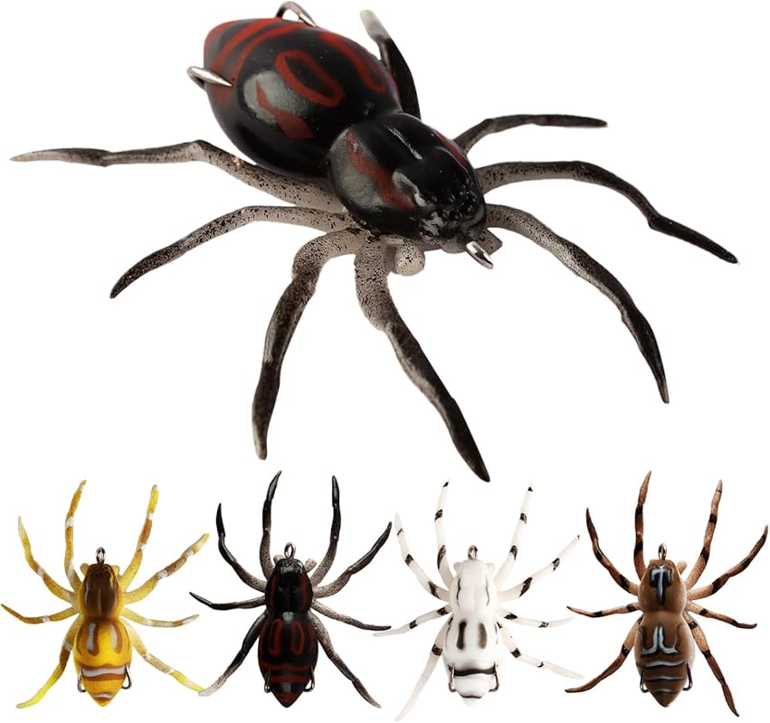 4-Pack Weedless Topwater Spider Lures Hollow Body Walking Bait for Bas