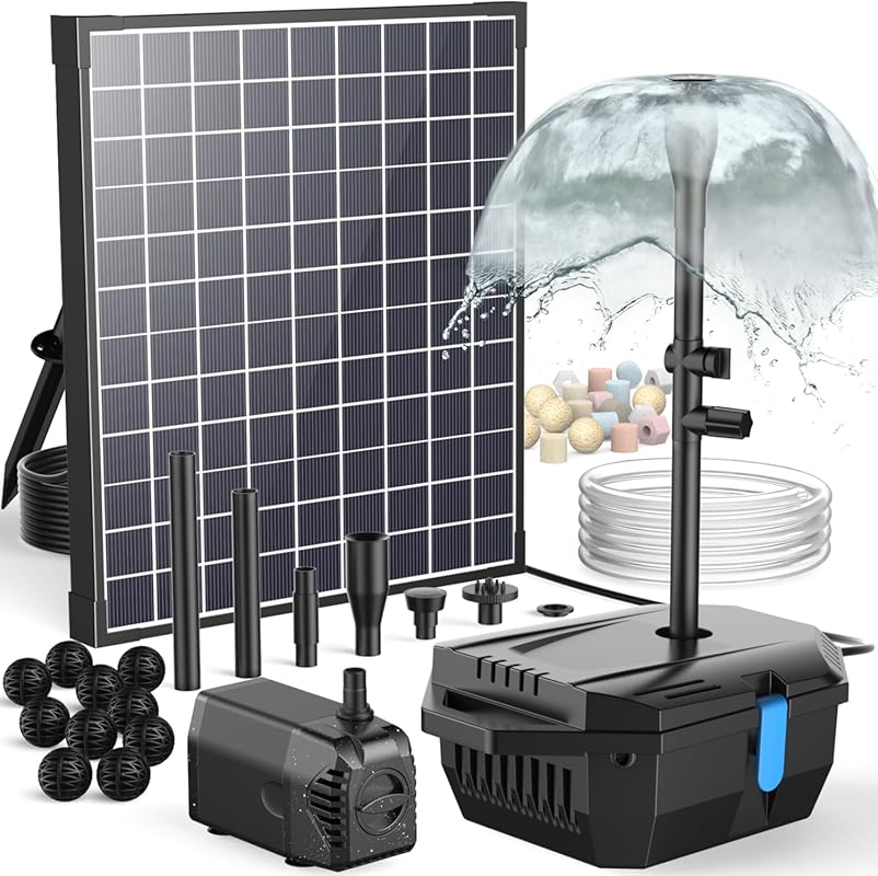 Antfraer 25W Solar Pond Filter with Pump, 6.6FT Tubing and 16.5FT Cord