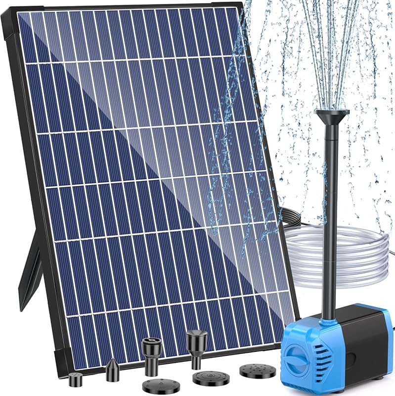 Antfraer 12W Solar Fountain Pump 160GPH Adjustable Flow, 16.5Ft Cord f