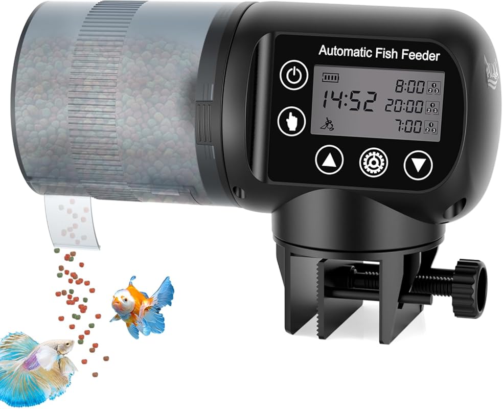AQQA LCD Programmable Automatic Fish Feeder 200ML Capacity Moisture-Pr