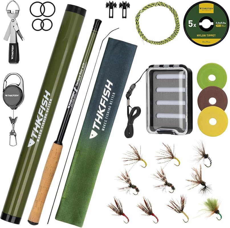 THKFISH 24T Carbon Telescopic Tenkara Fly Rod Kit with Line Lures Case