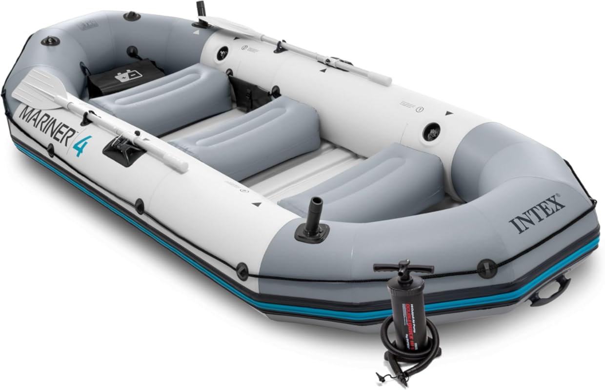 INTEX Mariner Inflatable Boat with SuperTough PVC, Removable Rod Holde