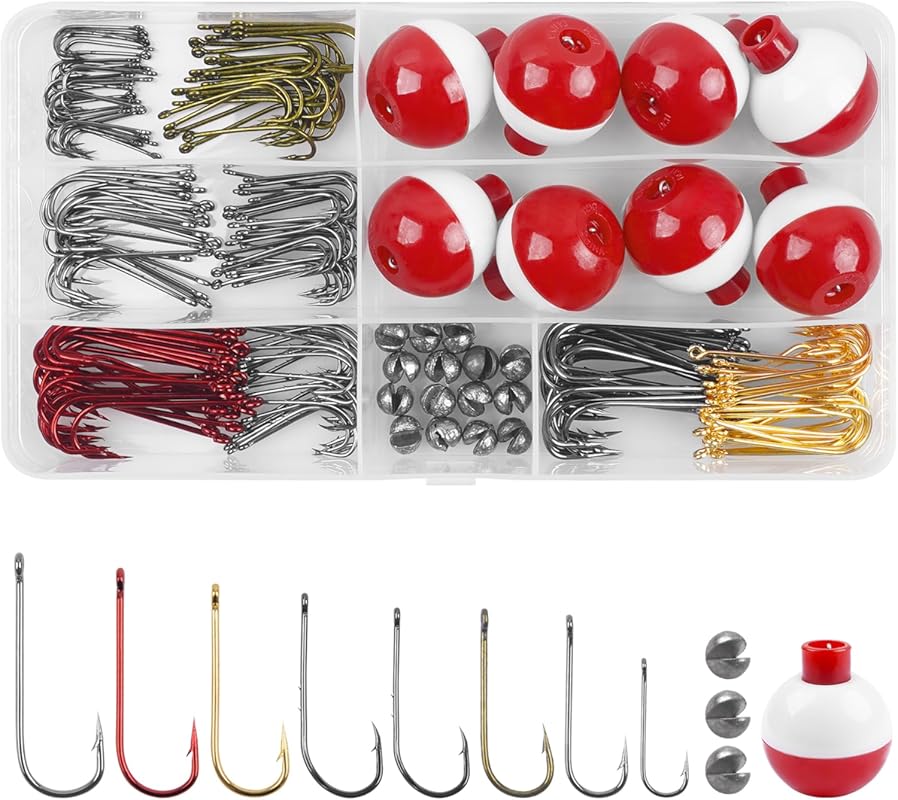 215pc Organized Beginner Fishing Kit with Hooks, Bobbers & Tackle Box 