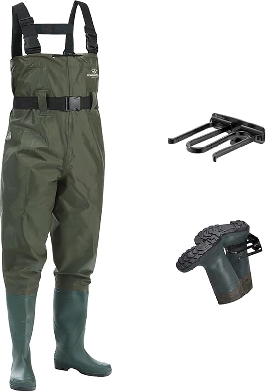 FISHINGSIR 2-Ply Nylon/PVC Waterproof Chest Wader with Boots for Men &