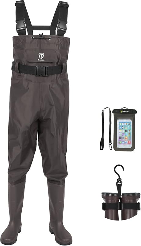 TIDEWE 2-Ply Nylon/PVC Waterproof Chest Wader with Boot Hanger for Men
