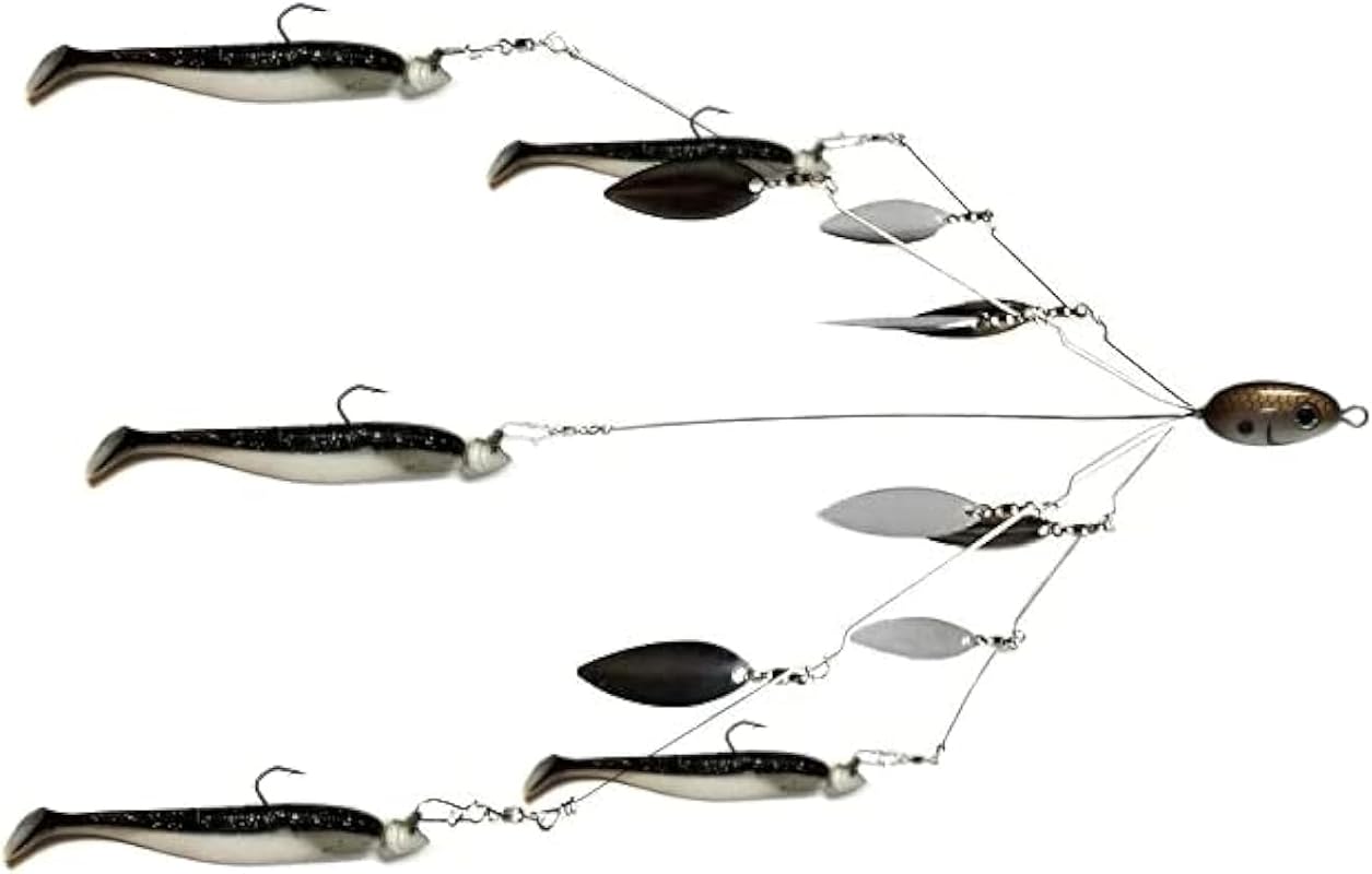 Fishing Vault Fully Rigged 5 Arms Umbrella Rig with Swim Baits & Jig H